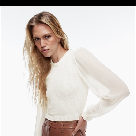 aritzia tempest blouse light birch - Picture 2 of 7